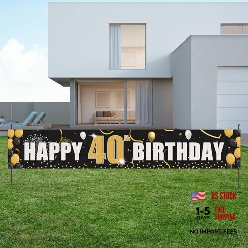 Happy Birthday Banner, Cheers and Beers to 40 Years Birthday Party Hanging 40th
