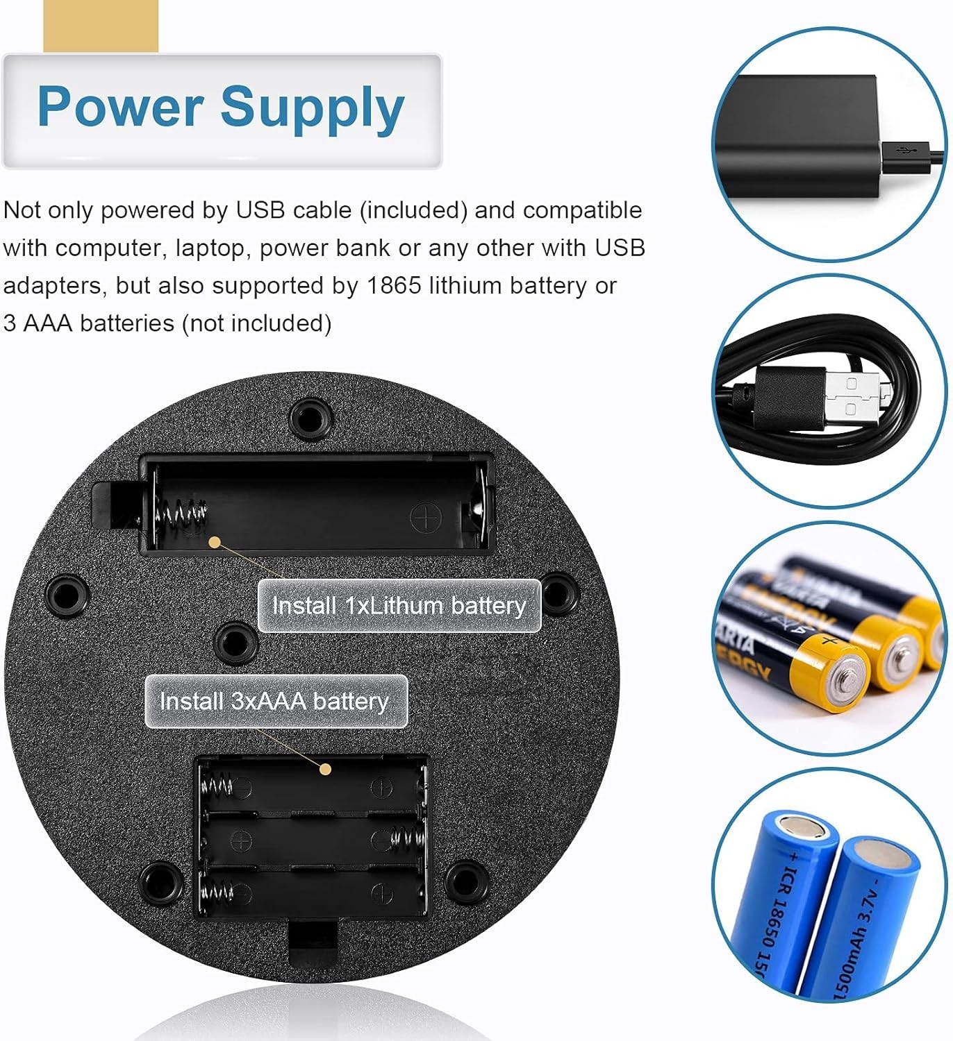 360 Degree Rotating Display Stand with USB Power, Black