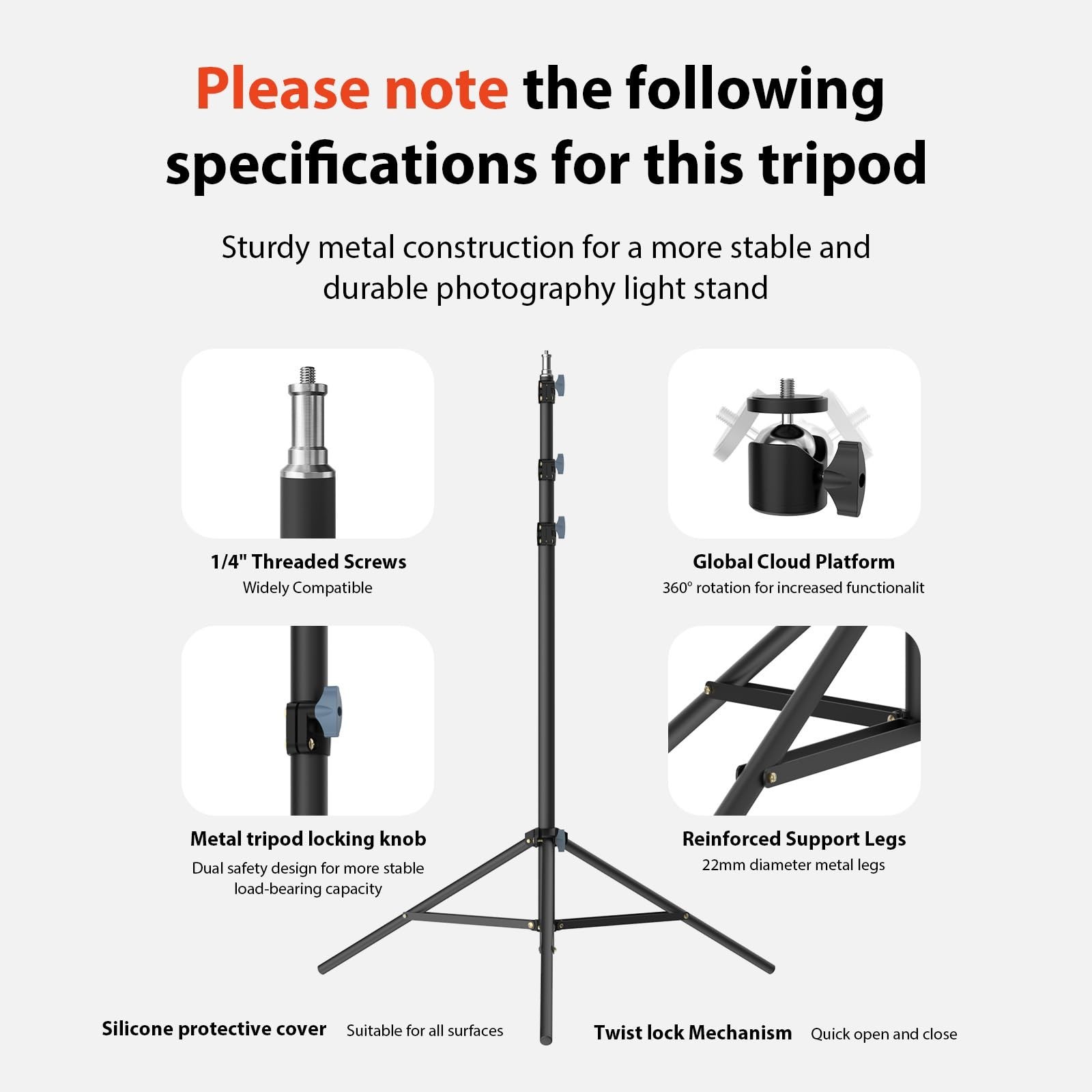 Photography Light Stands 118″/10ft/300 cm: LEORFI Heavy Duty Light Tripod Sta…