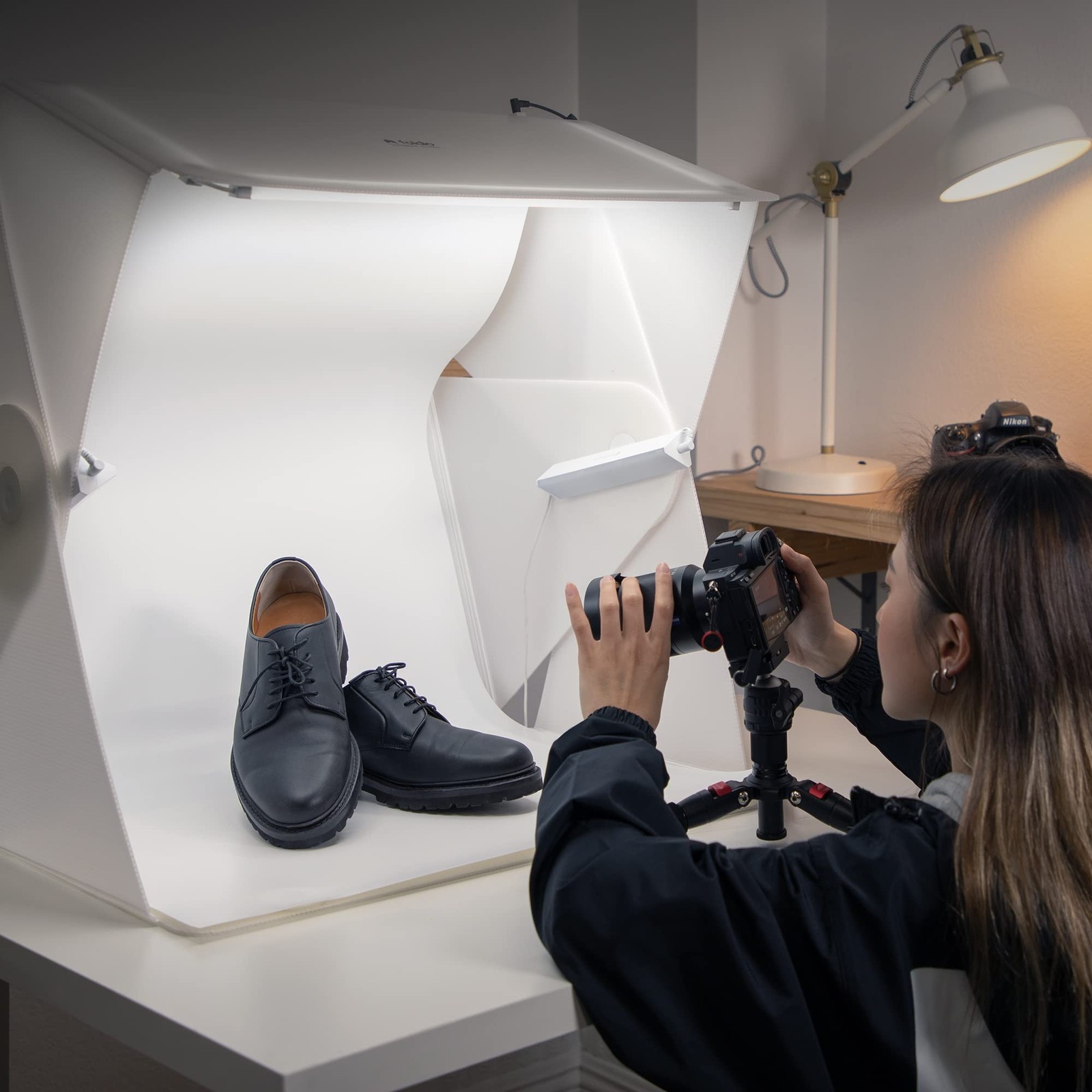 Foldio3 + Front Fill Lights | 25″ Photo Light + Extra Lights, White
