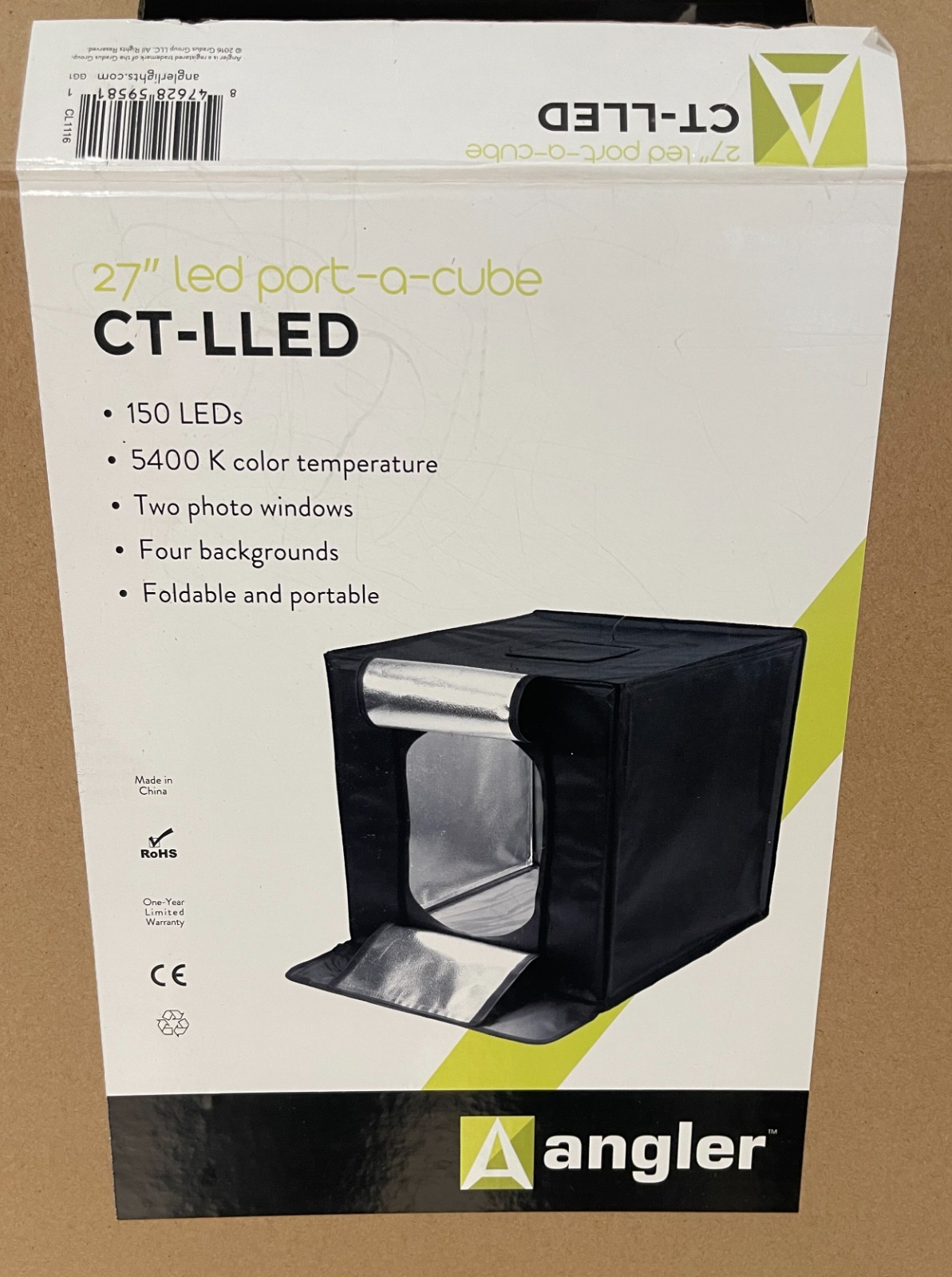 Angler CT-LLED 27″ in Led Port-a-Cube Light Tent with Power Supply