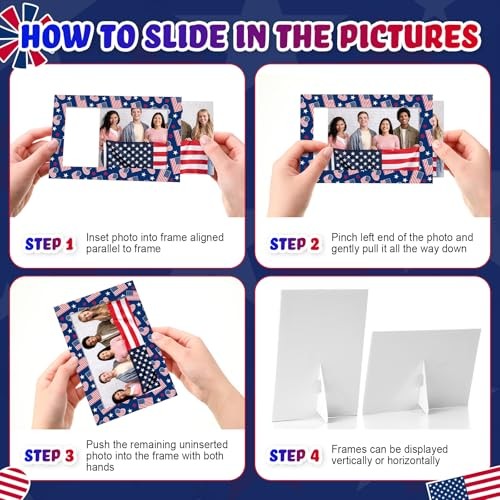 AmazingSpark 50 Pack Patriotic Picture Frames 4×6, Independence Day Photo