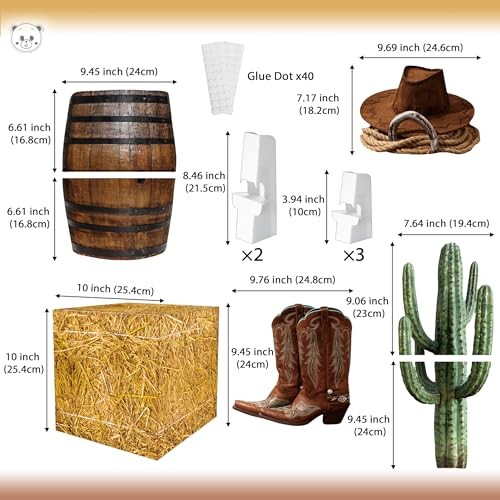 Pcs Cowboy Party Decorations Set, 6 Pcs Hay Bales Boxes and 4 Pcs Western 10