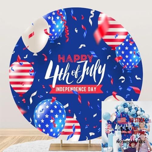 Round 4th of July Backdrop Cover Independence Day 7.5ft-Diameter Blue