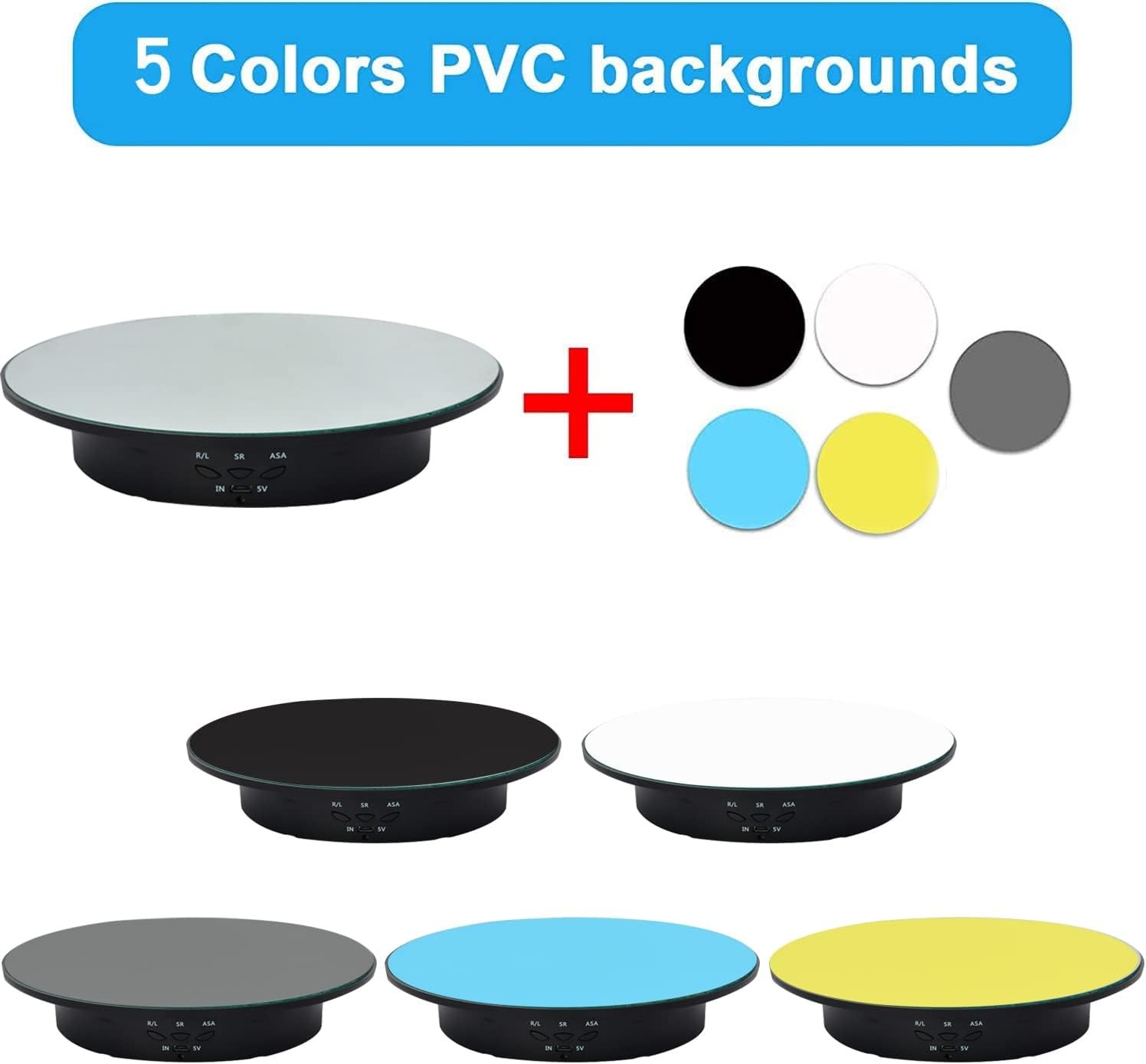 360° Rotating Display Stand Photography Turntable with Remote 5 PVC Backgrounds