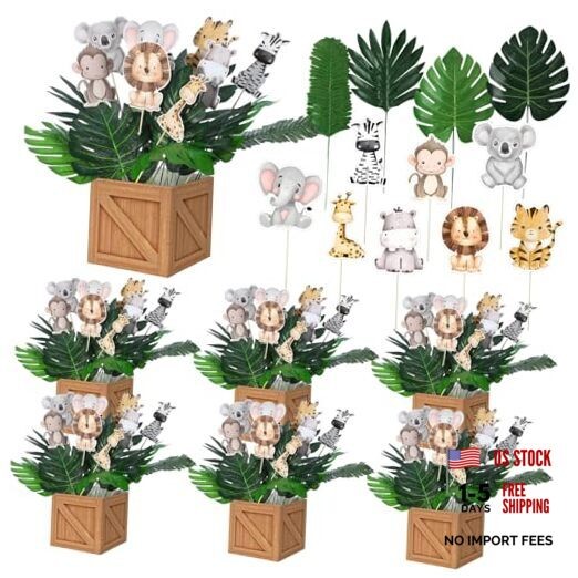 Set Party Table Centerpiece Decorations Include Cassette 6 Baby Jungle Animals