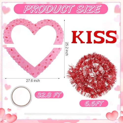 AceOrbit Large’s Day Photo Booth Props Set Galentines 28×25 Inch 1 Valentine