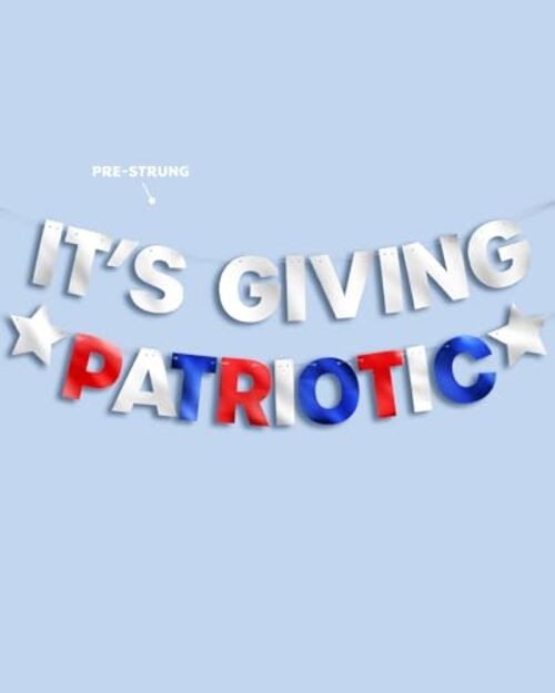 It’s Giving Patriotic Banner | 5 Ft. | 4th of July Garland, USA Decorations,