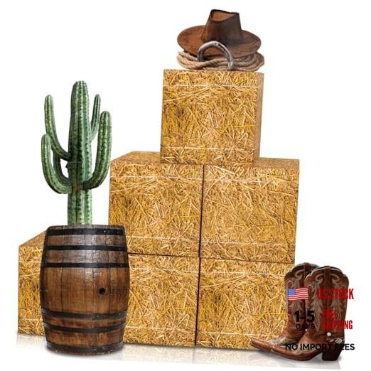 Pcs Cowboy Party Decorations Set, 6 Pcs Hay Bales Boxes and 4 Pcs Western 10