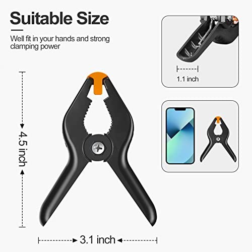 Heavy Duty Muslin Spring Clamps, 4.5 inch Photo Booth Backdrop Clips 6 clamps