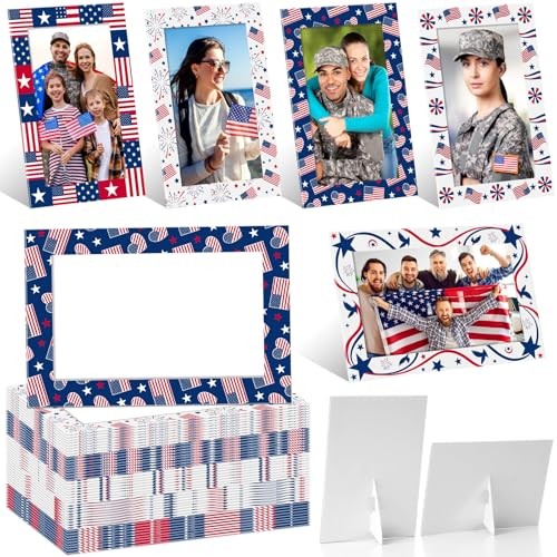 AmazingSpark 50 Pack Patriotic Picture Frames 4×6, Independence Day Photo