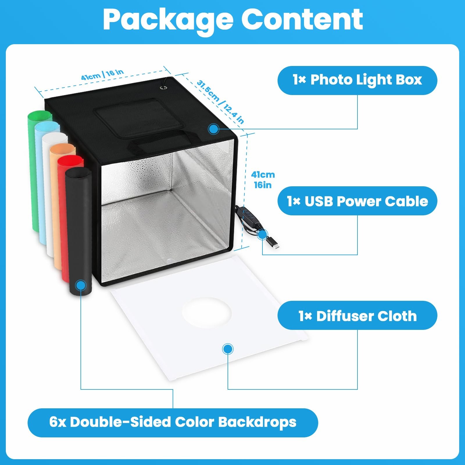 Heimekite Light Box,Light Box Photography,16″x16″Photo Box,Photo 16in X