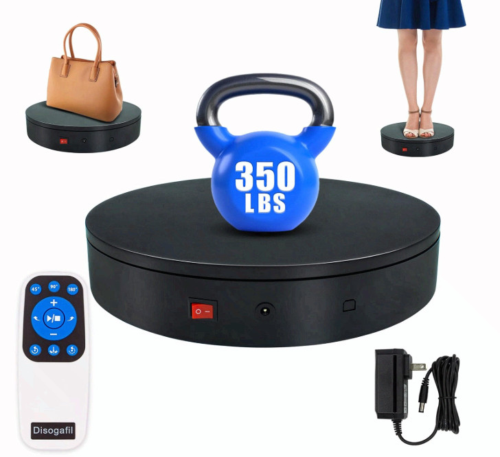 360° Electric Turntable 12.6″ 350LB Remote Photography Display