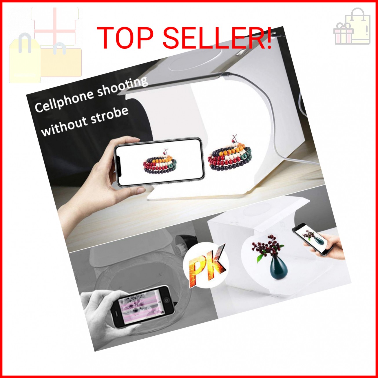 DUCLUS Mini Photo Studio Light Box,Portable Folding Photography Light Tent kit w