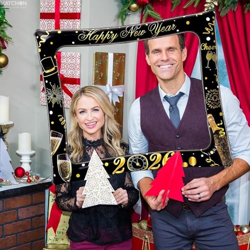 , New Year Photo Booth Frame – 30 Inch | Inflatable New Years Black and Gold