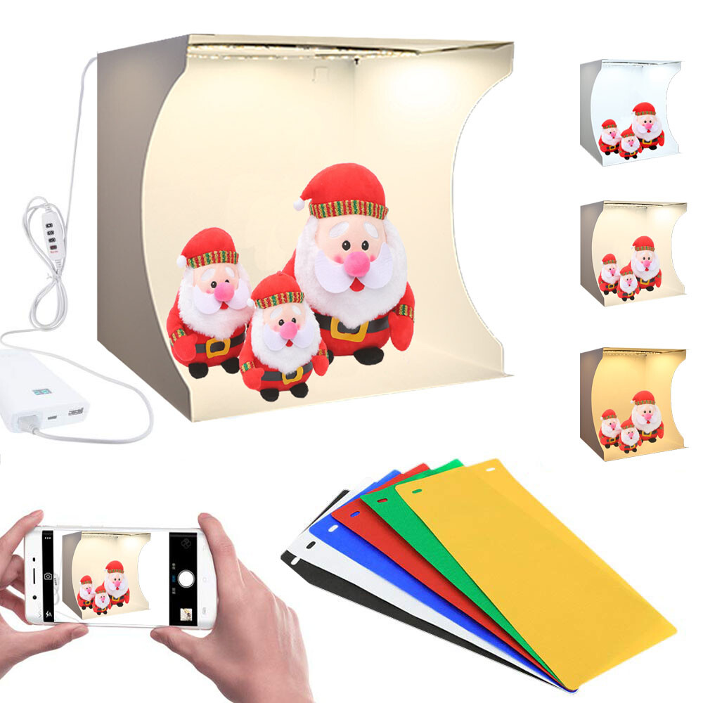 30cm Foldable LED Ring Light Box Lighting Tent 6 Backdrops for Photo Studio