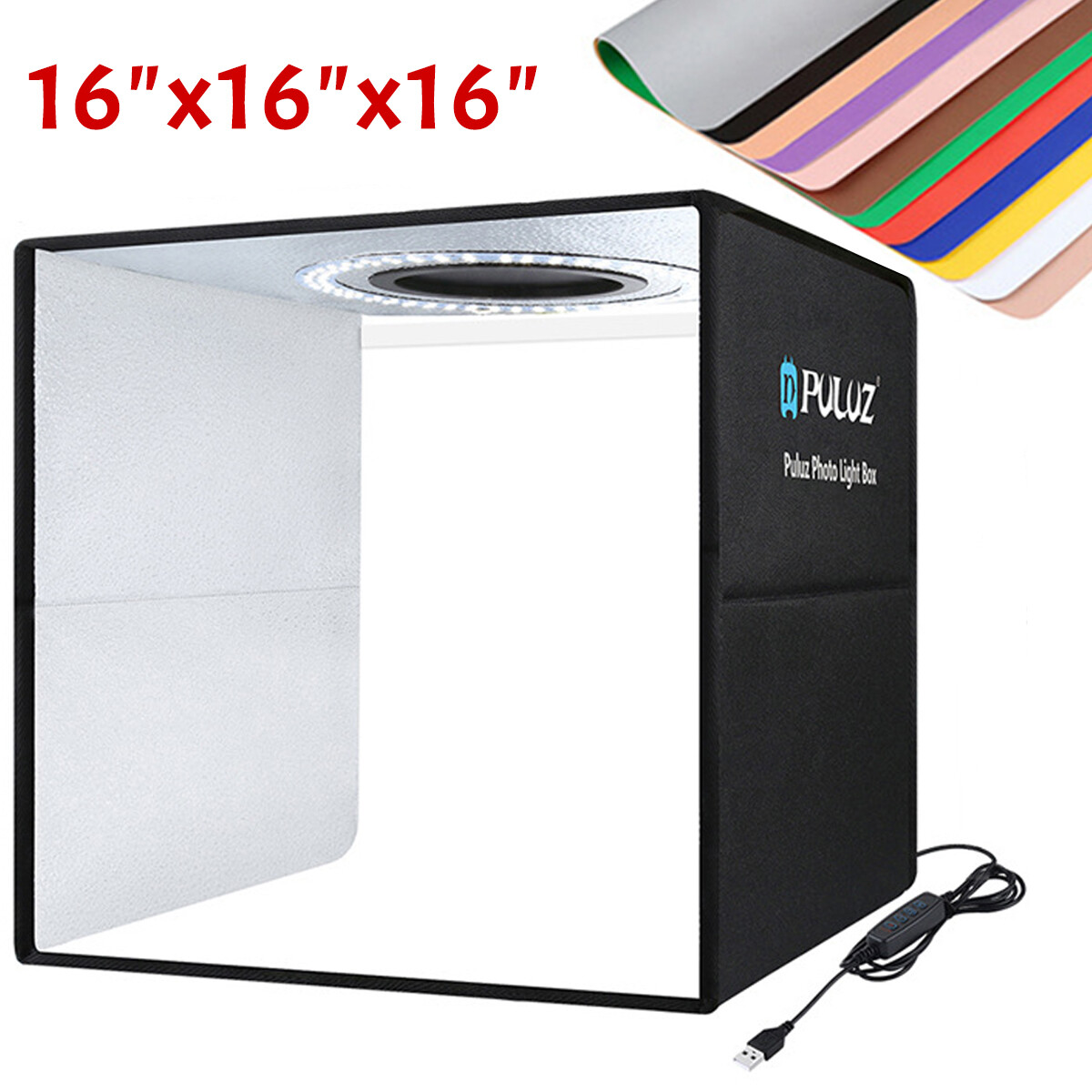 16″ LED Photo Studio Light Box Portable Folding Photography Shooting Tent Kit