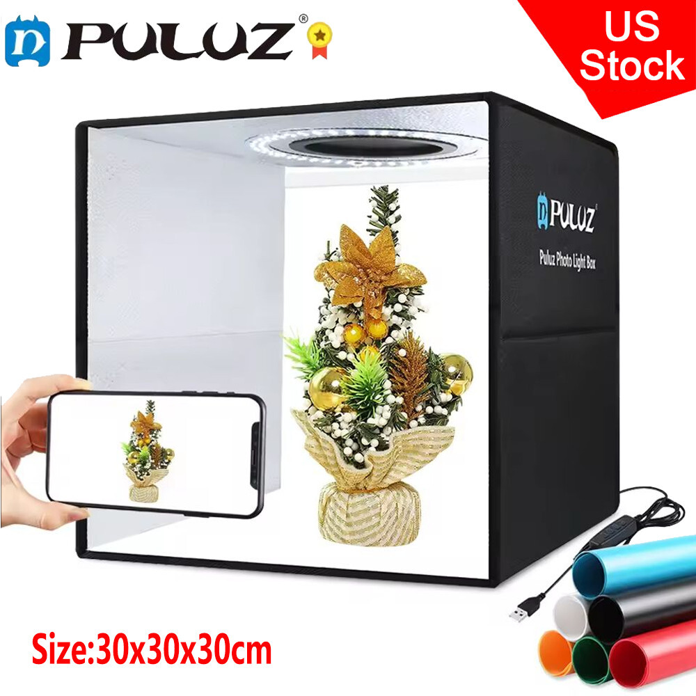 US PULUZ 30cm Photo Studio Ring LED Light Box Shooting Tent 6 Colors Desktop Box