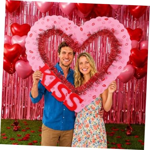 AceOrbit Large’s Day Photo Booth Props Set Galentines 28×25 Inch 1 Valentine