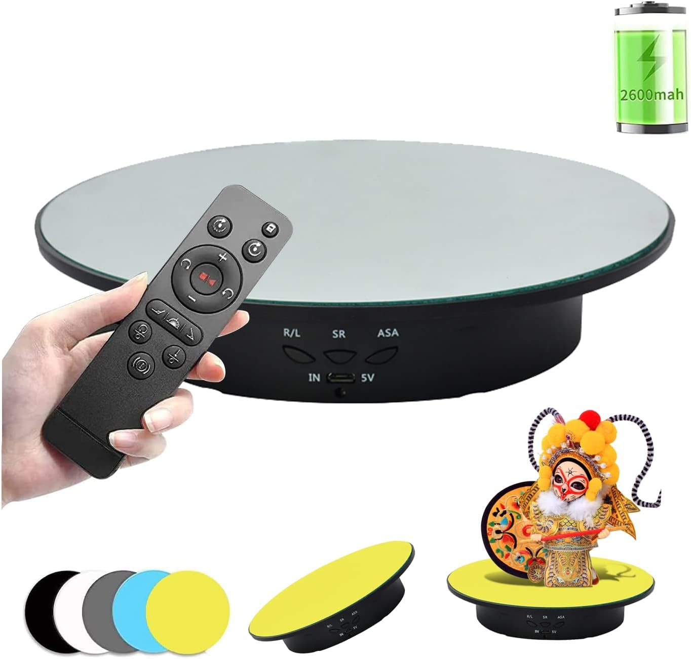 360° Rotating Display Stand Photography Turntable with Remote 5 PVC Backgrounds