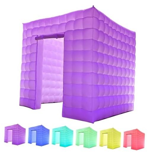 1 Door Inflatable Photo Booth, 8.2ftx8.2ft Portable 16 Colors Dimmable 1-Door