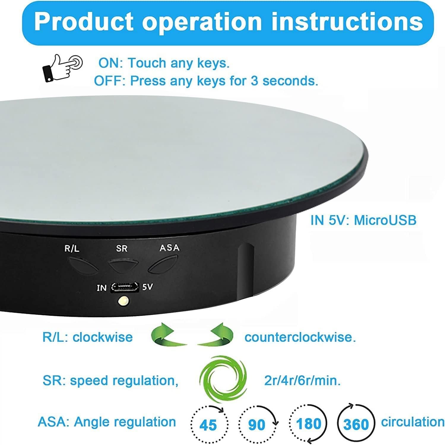 360° Rotating Display Stand Photography Turntable with Remote 5 PVC Backgrounds