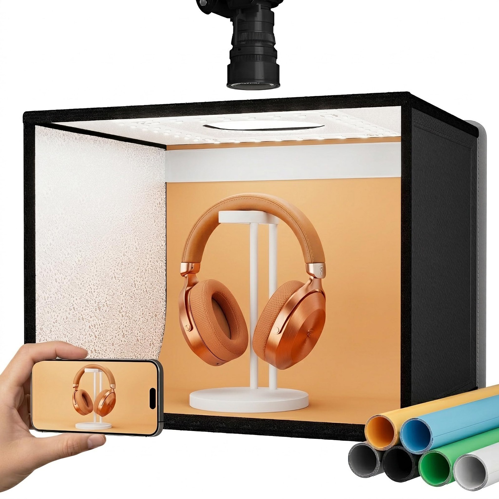 RALENO 16″x12″ Photo Light Box Photography, 24W Foldable 16*12 inch, Black