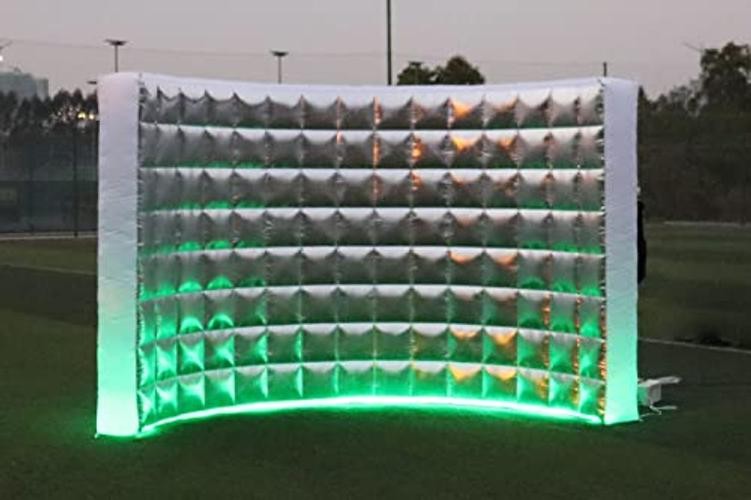 Inflatable Photo Booth Wall Selfie Booth Backdrop, 9.84FTx4.92FTx7.54FT Silver
