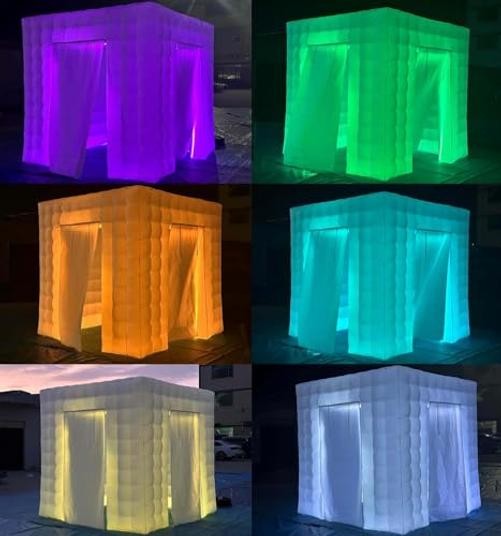 Portable Inflatable Photo Booth Enclosure (White, Two Whiet-8.2FTx8.2FTx8.2FT