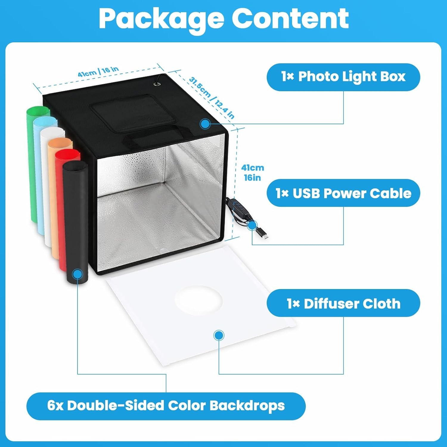 Light Box,Light Box Photography,16″x16″Photo Box,Photo Light Box 120 LEDs Lights