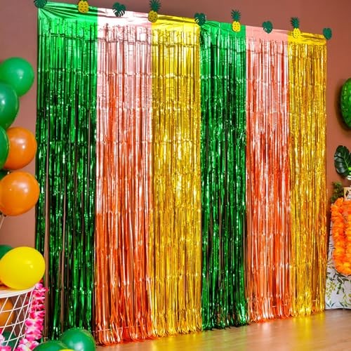 Hawaiian Luau Party Decorations, 2 Pack of 3.3×6.6 ft Green Brown and 2 PACK