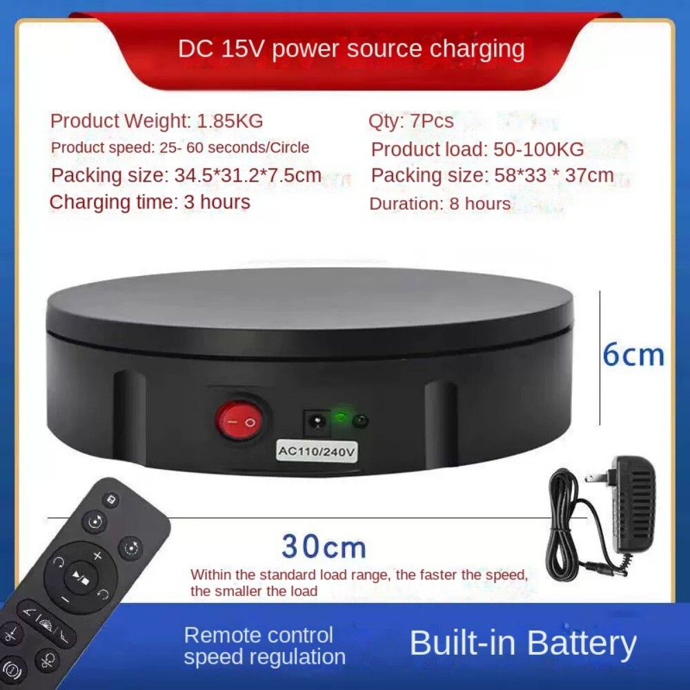 30CM Motorised Rotary Table Photo Display Stand with Remote Speed Control