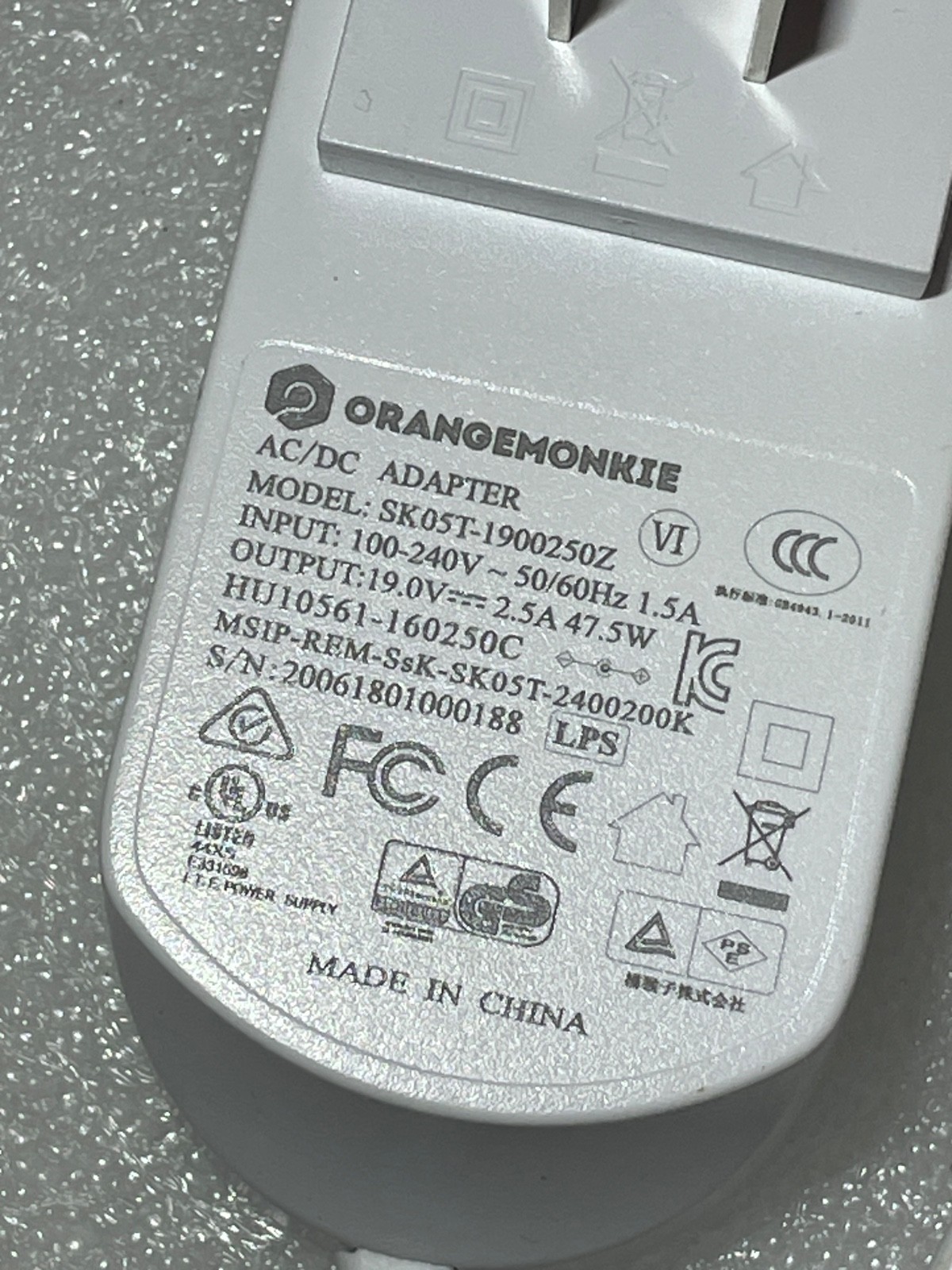 ORANGEMONKIE FOLIO2 PLUS 19V POWER ADAPTERS