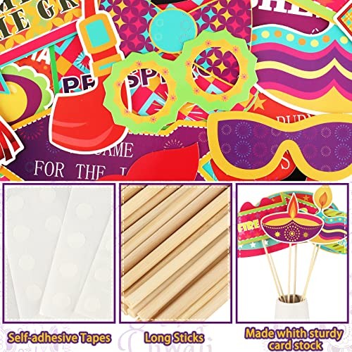 30 Pieces Happy Diwali Party Photo Booth Props Kit Festival of Lights Prop for