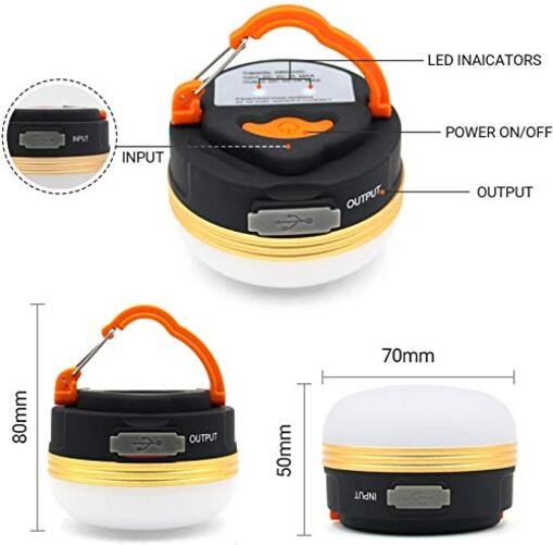 LED Camping Lantern, Rechargeable Portable Tent Light, 300LM,3 Light 2