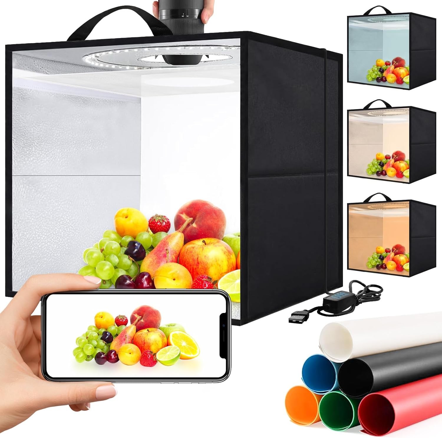 Light Box,Light Box Photography,16″x16″Photo Box,Photo Light Box 120 LEDs Lights