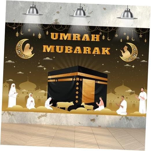 Umrah Mubarak Banner, 59×35 Inch Large Photo Booth Ramadan Mubarak 59 x 35 Inch